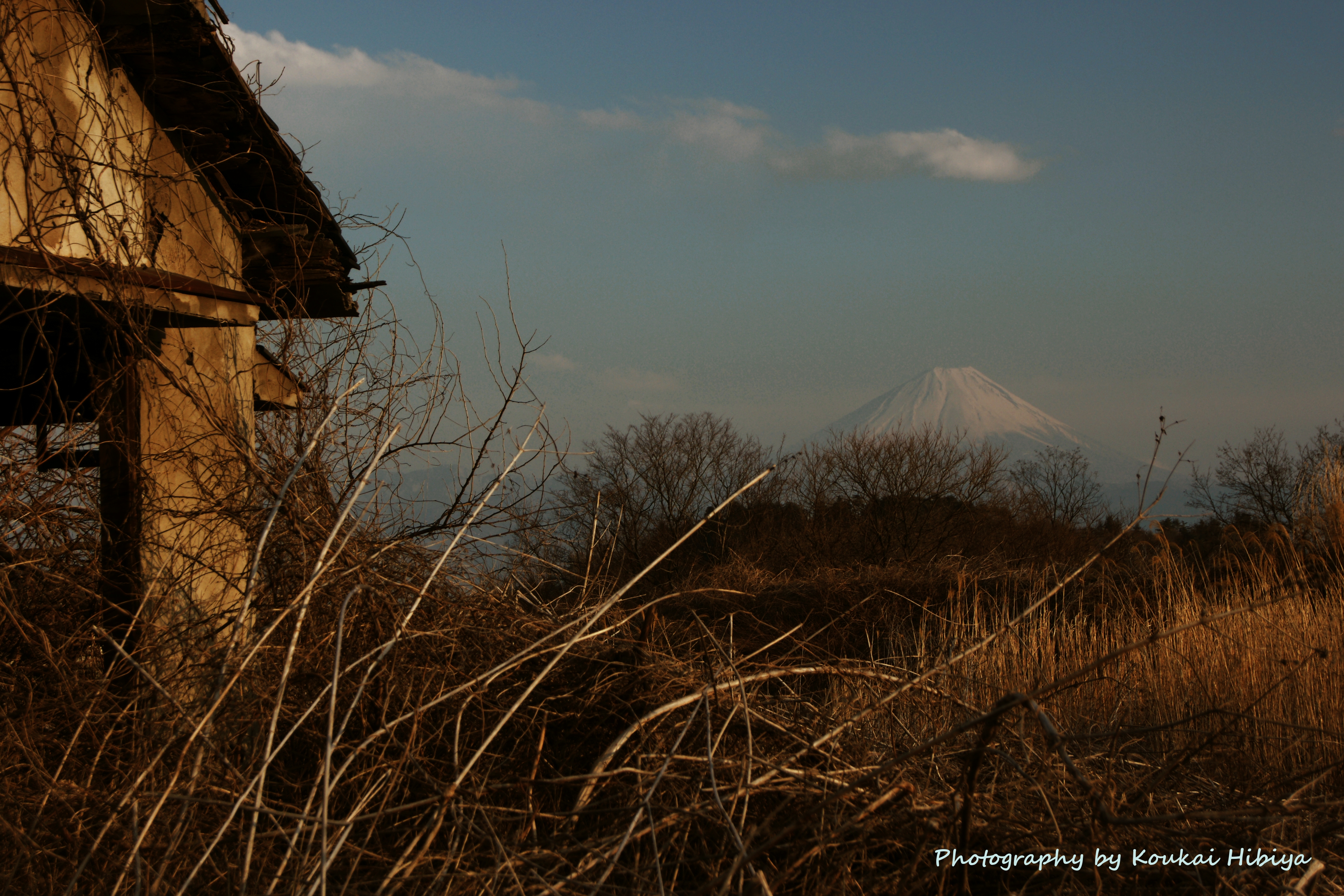 富士山と古い家 No9