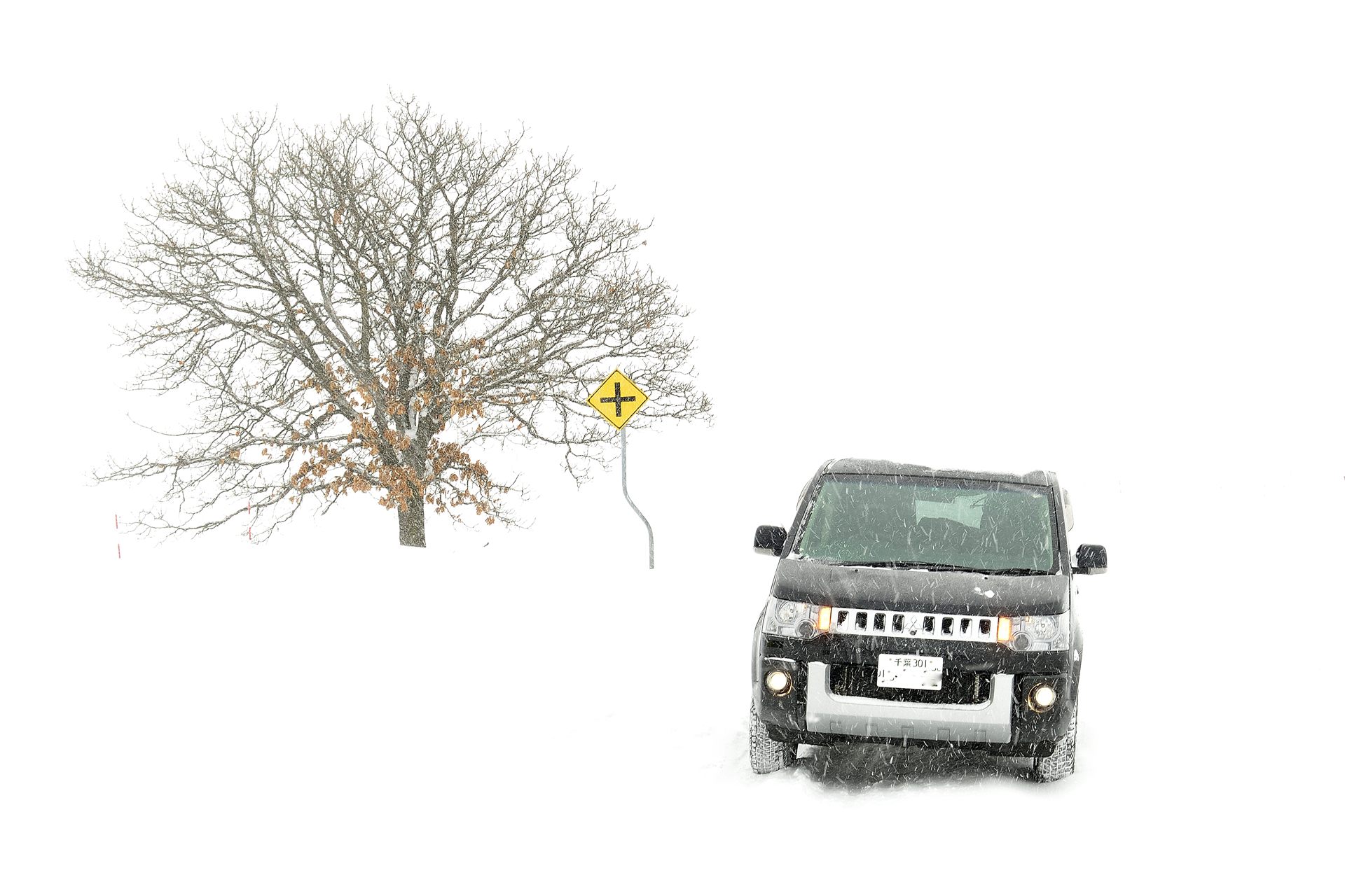 雪の十字路