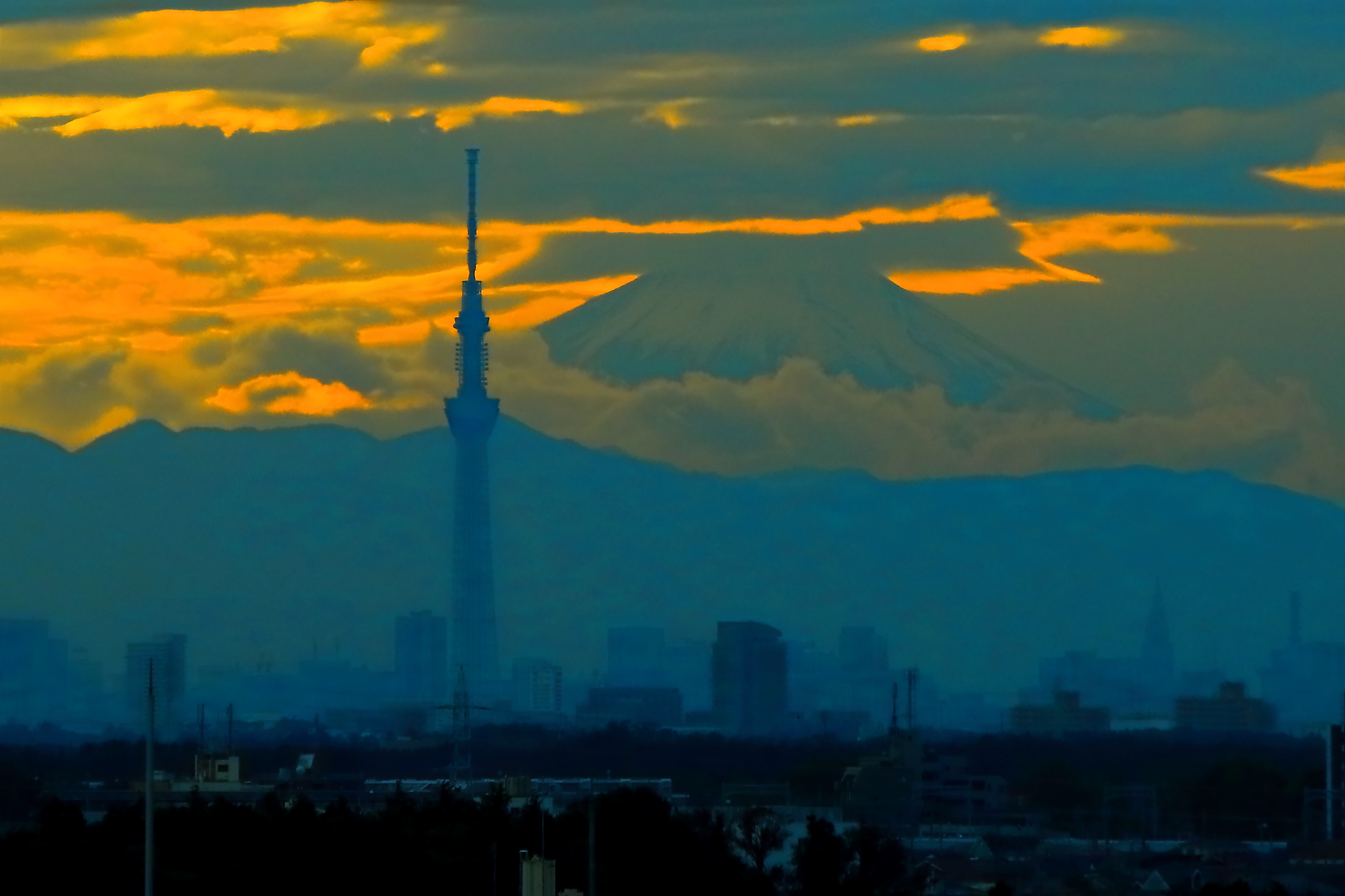 笠雲と渦巻く雲