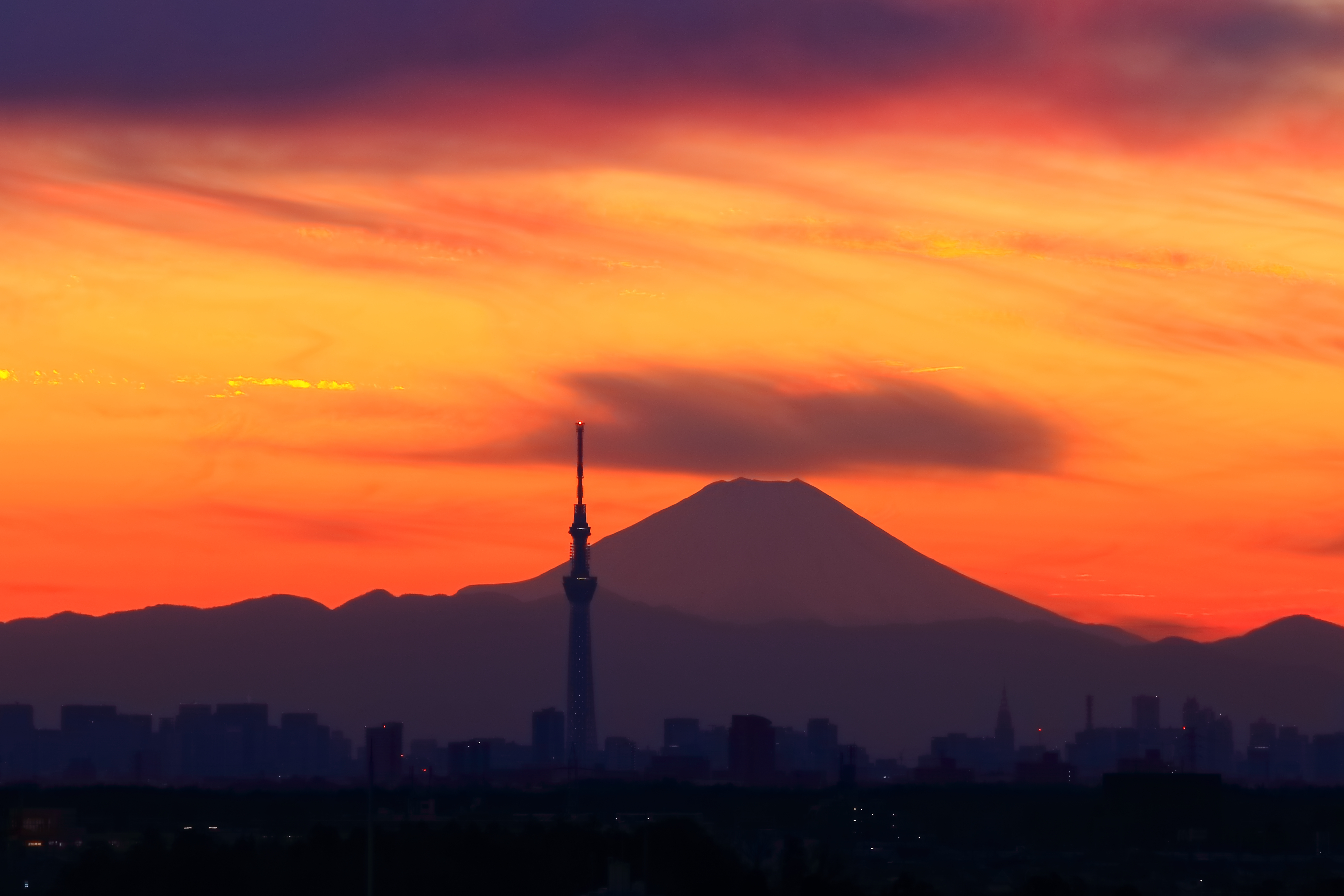 富士に笠雲