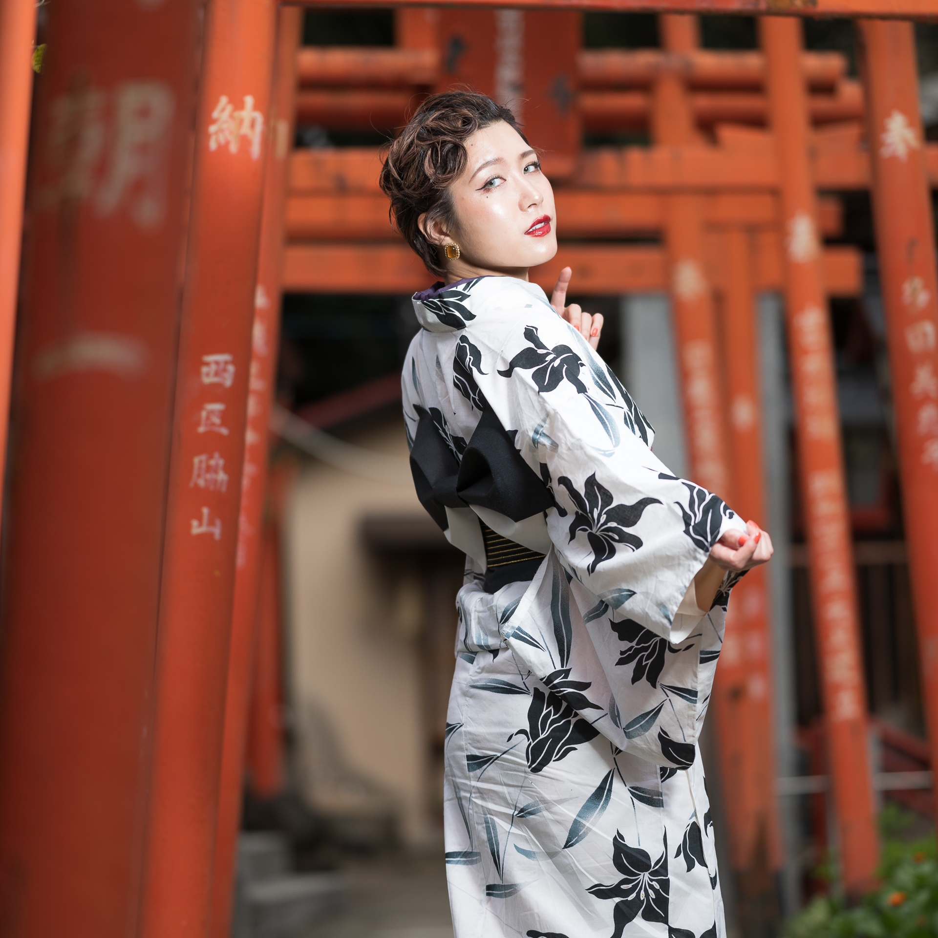 神社でportrait