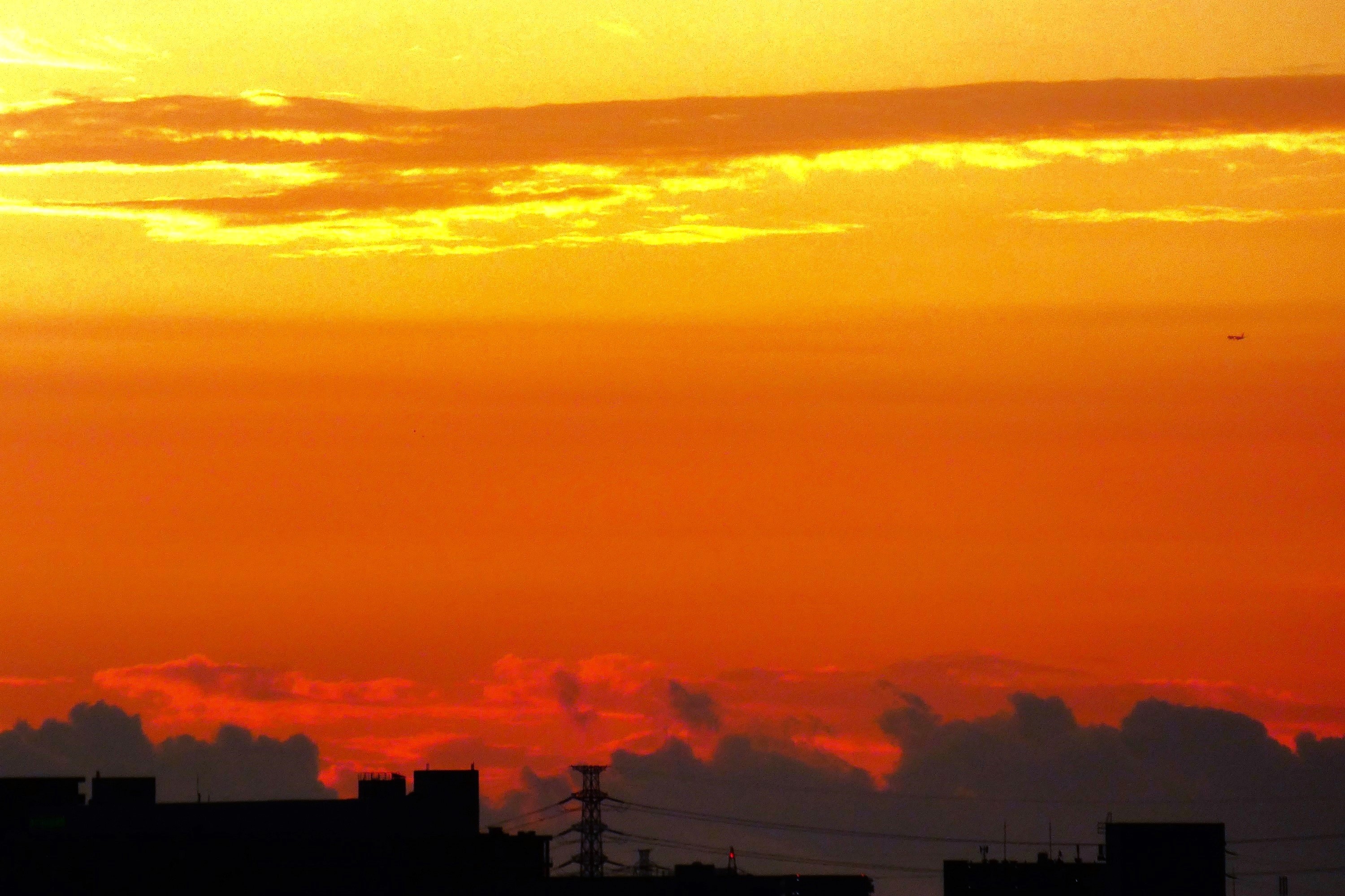 朝焼空を成田へ